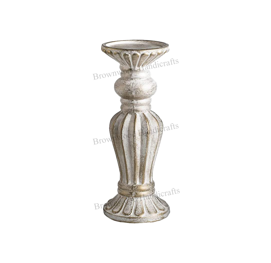 Carving Wooden Candle Holder Set Of 3