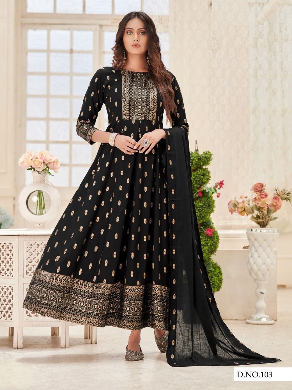 Anarkali Salwar Kameez - Rayon, Plus Size, Green | Trendy Printed Design With Matching Dupatta, Water Proof, Anti Wrinkle, Uv Protection