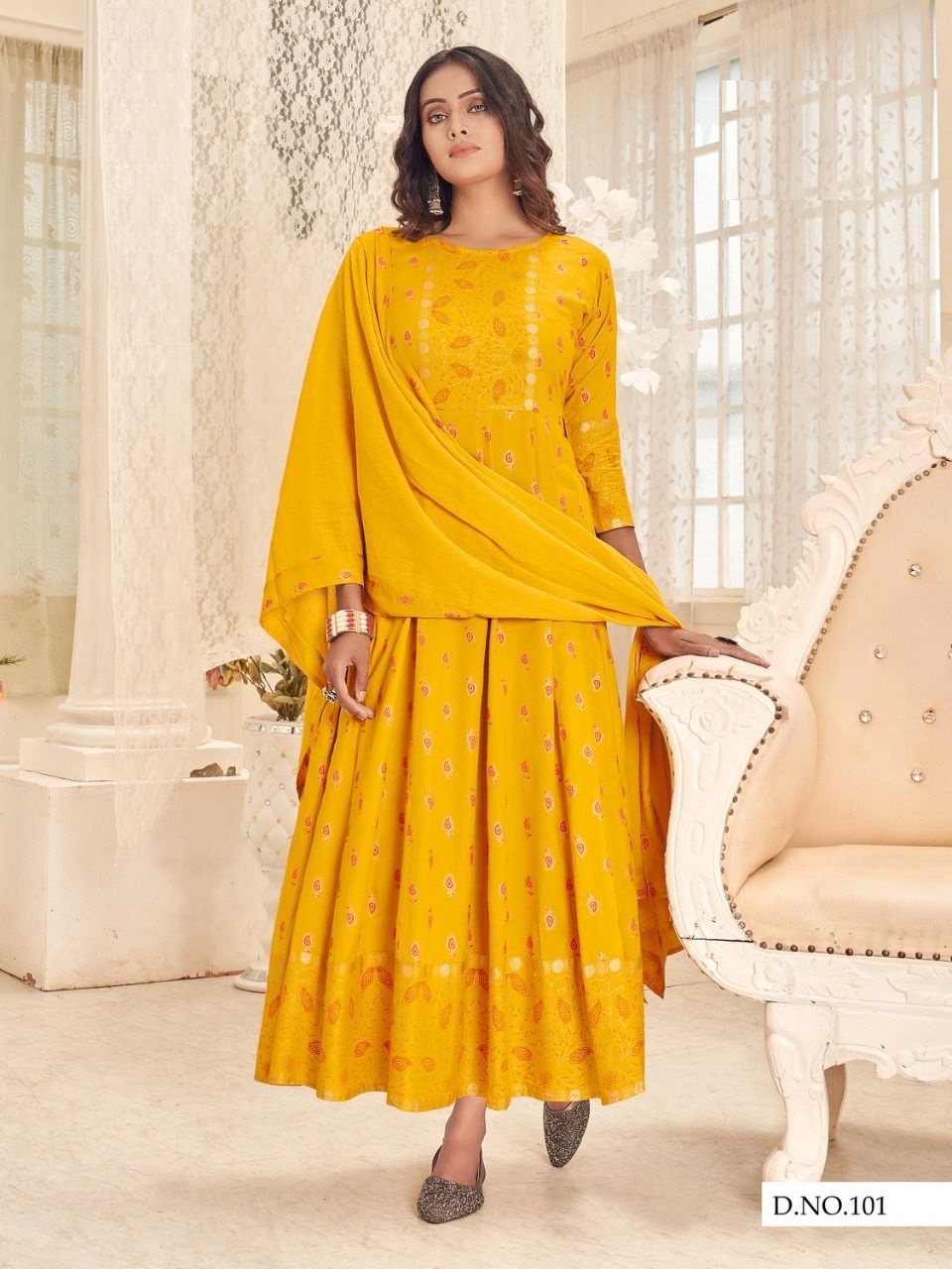 Anarkali Salwar Kameez - Rayon, Plus Size, Green | Trendy Printed Design With Matching Dupatta, Water Proof, Anti Wrinkle, Uv Protection