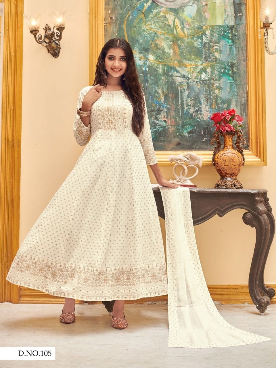 Anarkali Salwar Kameez - Rayon, Plus Size, Green | Trendy Printed Design With Matching Dupatta, Water Proof, Anti Wrinkle, Uv Protection