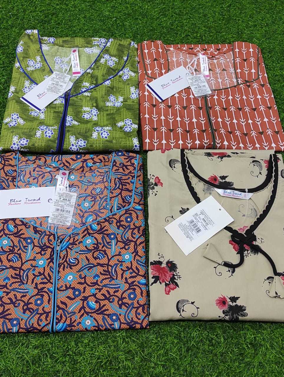Ladies Nighty - Cotton, Customized Size, Printed Patterns, Short Sleeves | Breathable, Washable, Casual Wear With Customized Logo