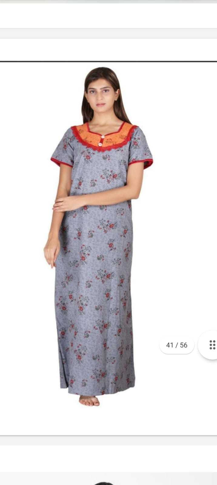 Ladies Nighty - Cotton, Customized Size, Printed Patterns, Short Sleeves | Breathable, Washable, Casual Wear With Customized Logo