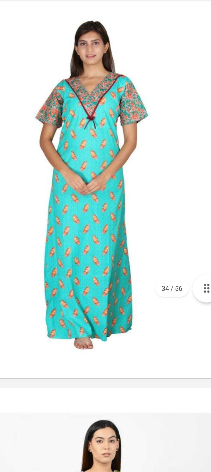 Ladies Nighty - Cotton, Customized Size, Printed Patterns, Short Sleeves | Breathable, Washable, Casual Wear With Customized Logo