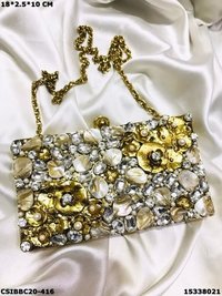 मल्टी ब्रास मॉप हैंडमेड क्लच बैग