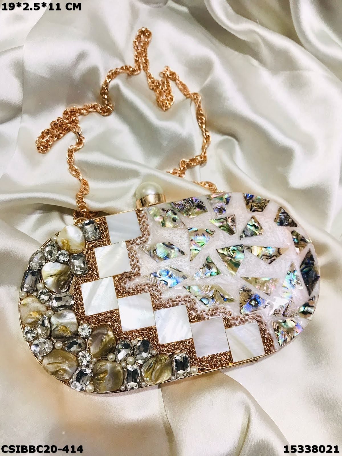 Multi Brass Mop Handmade Clutch Bag