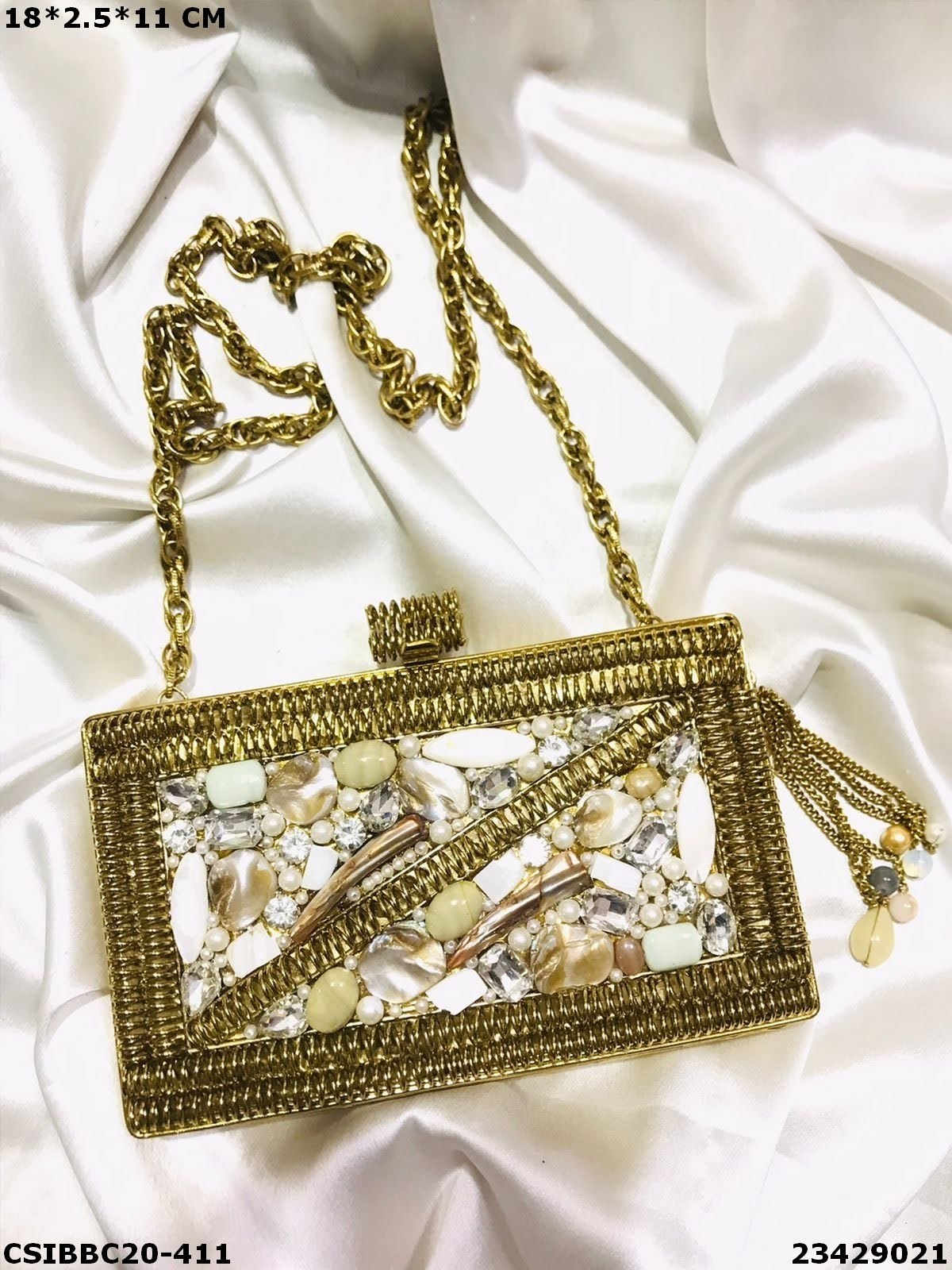 Multi Brass Mop Handmade Clutch Bag