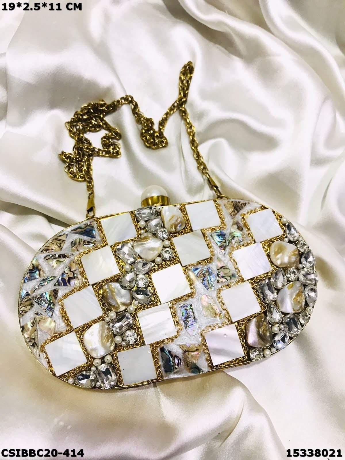 Multi Brass Mop Handmade Clutch Bag