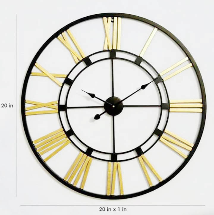 Metal Iron Wall Clock - 20 Inch Round Digital Design | Royal Craft Export Color Options In Gold, Brass, Black, White