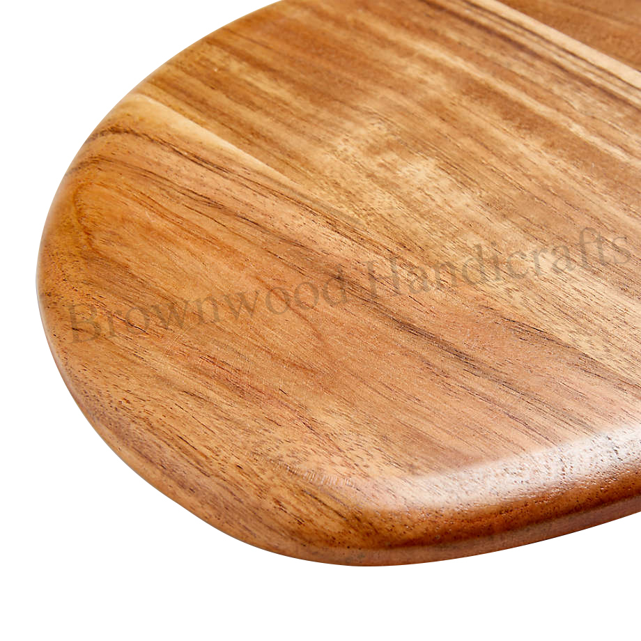 Natural Acacia Wood Hand Carved Chopping Board Set - 19x18 & 15x13 Inches | Polished Finish, Antique Imitation Style, Perfect For Home Decoration And Gifting