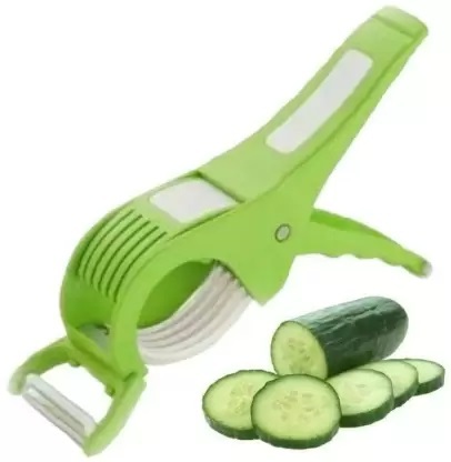 Lady Finger Vegetable Cutter - Abs Plastic, 22x4x7 Cm, Multi-color | 2-in-1 Vegetable Cutter With 45mm Round Blades And Peeler For Efficient Cutting