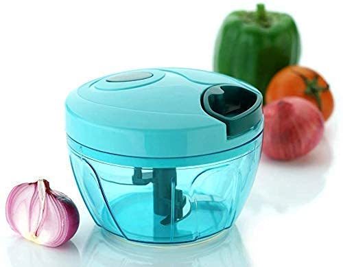 Plastic Handy Chopper - Unbreakable Abs Plastic, 13x9.8x13 Cm, Green | Eco-friendly Manual Operation, Sturdy Stainless Steel 3-blade Design, Easy To Clean