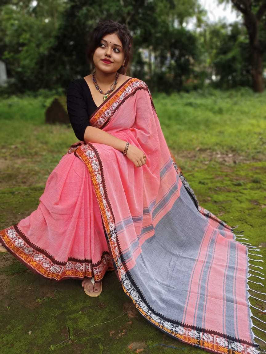 Pink Cotton Designer Saree