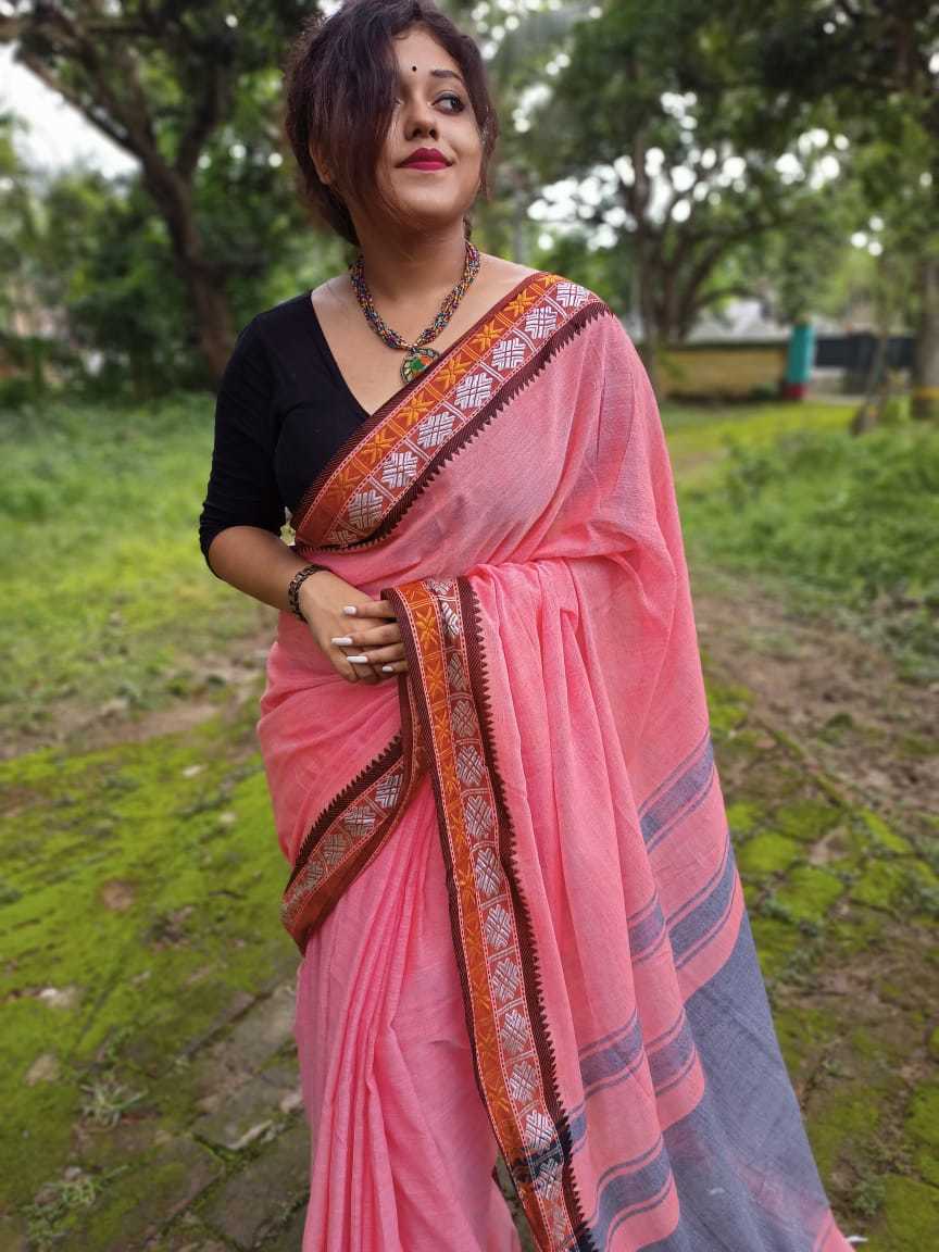 Pink Cotton Designer Saree