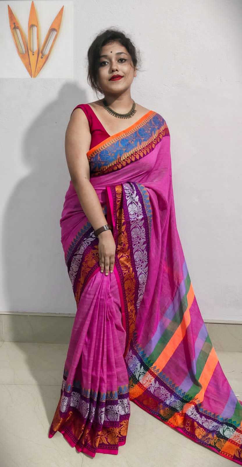 Pure Cotton Handloom Sarees - 6.5 Meters Length With Blouse Piece, Yellow Woven Pattern Ideal For Parties