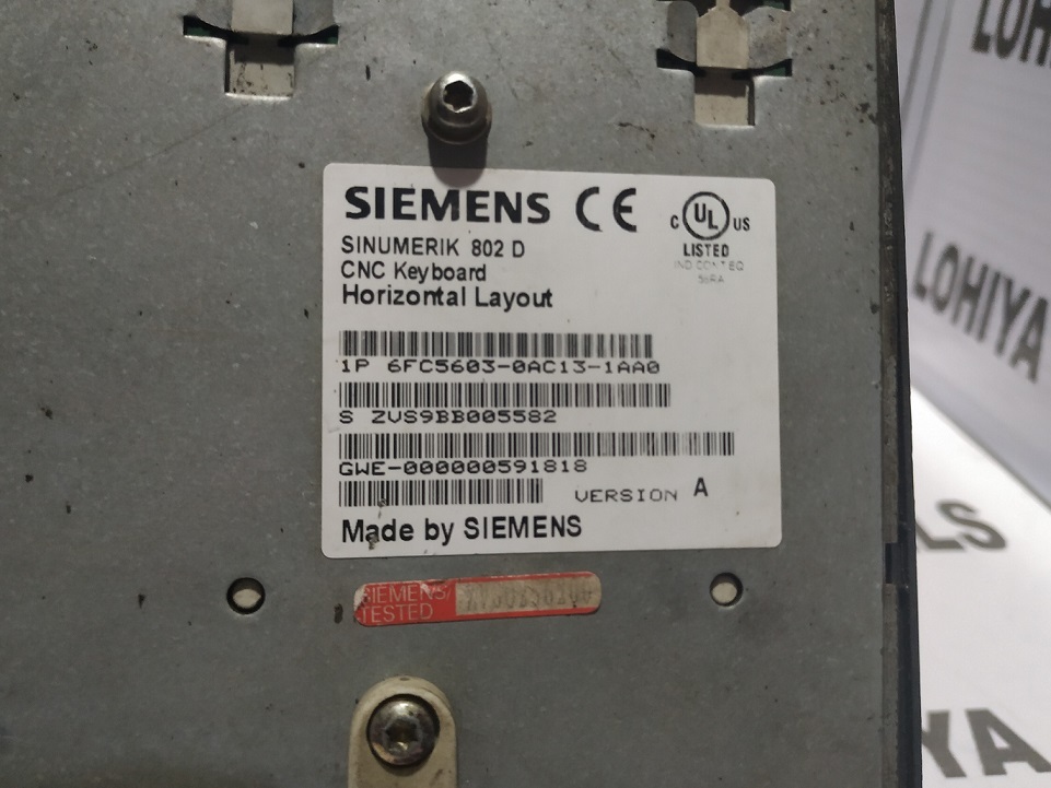 Siemens 6fc5303-0ac13-1aa0 Keypad