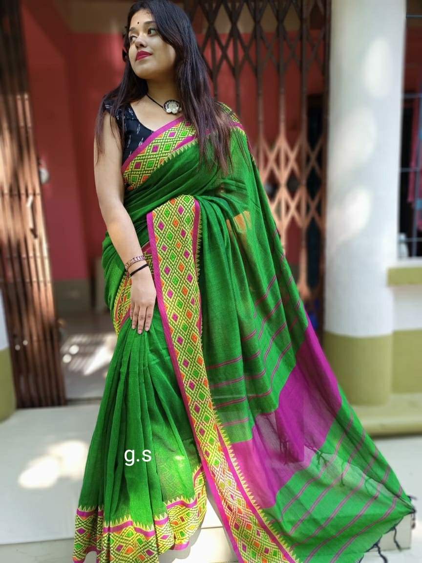 Cotton Saree - Premium Quality Pure Cotton, 6.5 Meters Length, Black Color | Handloom Weaving, Perfect Party Wear, Includes Blouse Piece