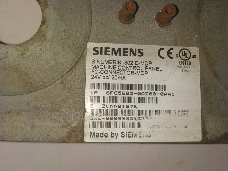 Siemens 6fc5603-0ad00-0aa1 Keypad