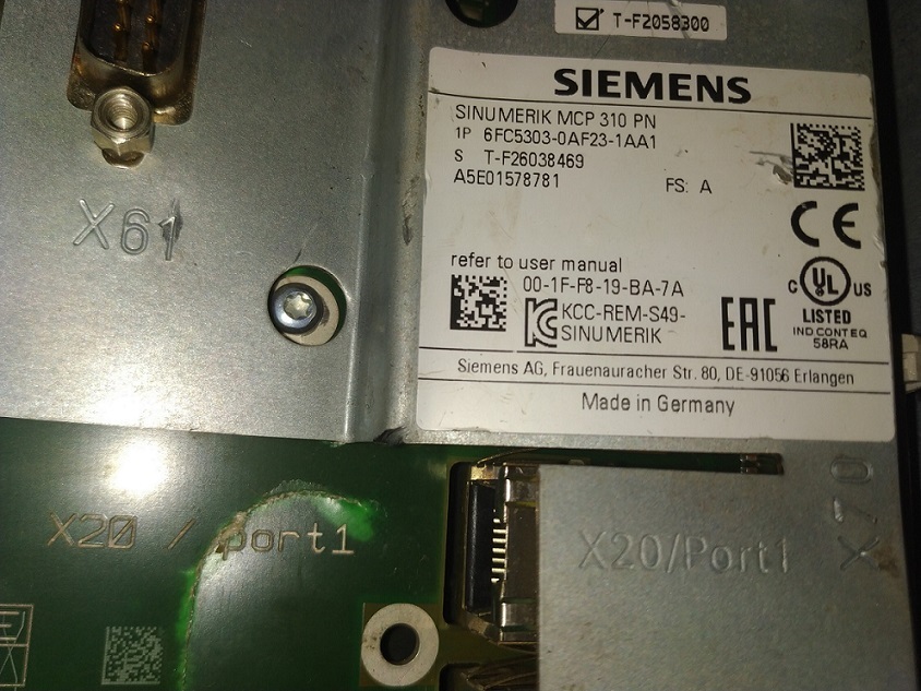 Siemens 6fc5303-0af23-1aa1 Keypad