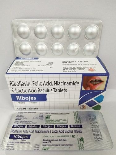 Riboflavin 10 Mg + Folic Acid 15 Mg + Niacinamide 100 Mg + Lactic Acid Bacillus 60 Million Spores Tablet General Medicines