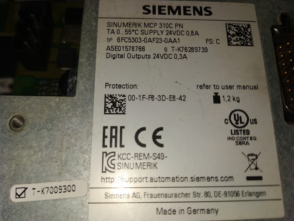 Siemens 6fc5303-0af23-0aa1 Keypad
