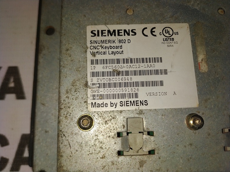 Siemens 6fc5603-0ac12-1aa0 Keypad