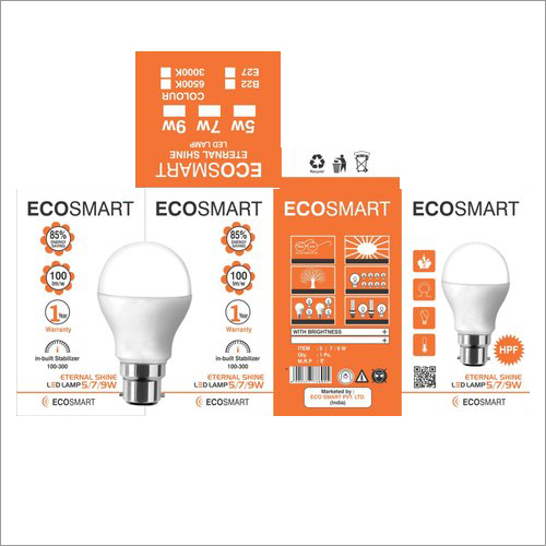 LED Bulb Packaging Box - Bleached Kraft Paperboard, 270-350 GSM, White, Rectangle Shape | Eco-Friendly, Waterproof, Tear Resistant, Gloss Varnish