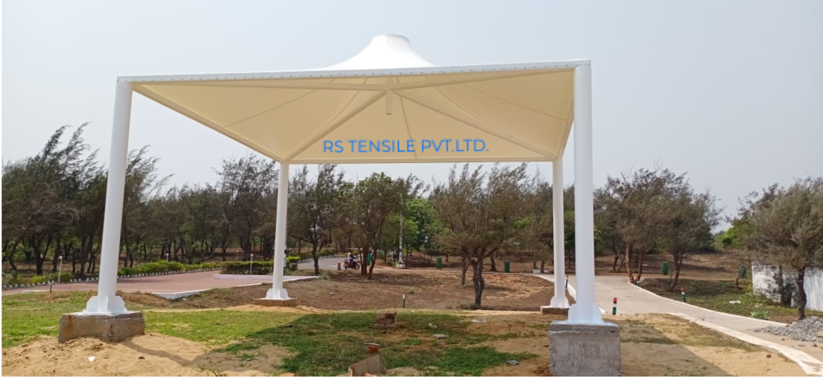 Tensile Gazebo - Pvc, Frp Material | Modular, Waterproof Design, Customizable Size And Shape, Eco-friendly Features, White Finish