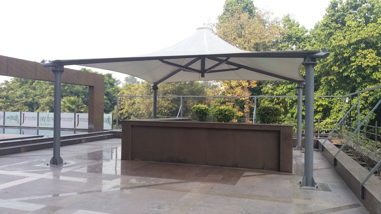 Tensile Gazebo - Pvc, Frp Material | Modular, Waterproof Design, Customizable Size And Shape, Eco-friendly Features, White Finish