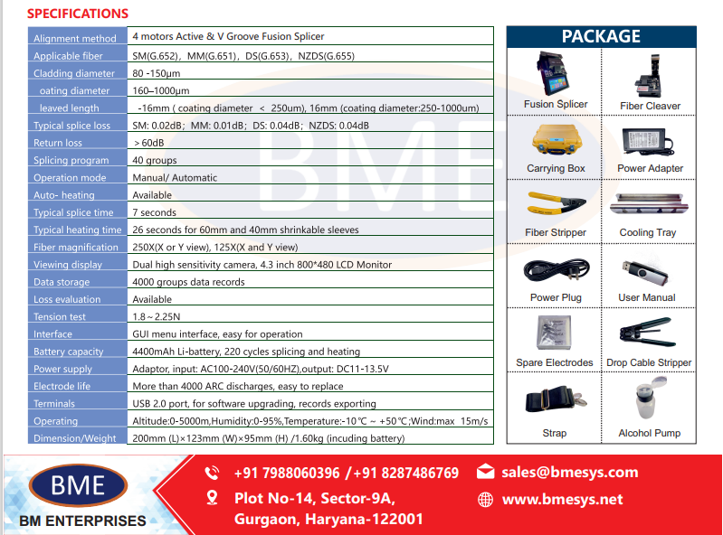 Splicing Machine - 200x123x95 Mm, Matte Black | 250x Magnification, 4 Motors Accurate Core Alignment, 7s Fast Splicing, 4400mah Battery, 26s Intelligent Heating, 3 In 1 Multi-function Clamps, Waterproof Structure