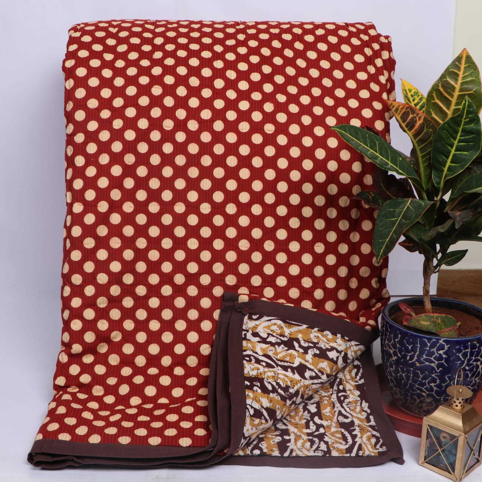 Hand Block Printed Cotton Fine Quilts - 100% Cotton, Size 90x108 Inches | Handmade Soft Winter Quilt, Washable With 210 Thread Count