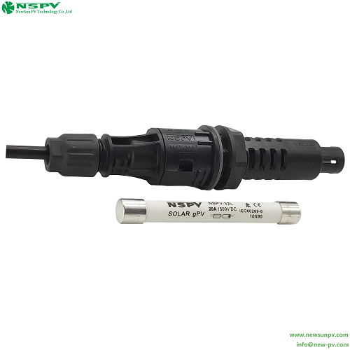 Black 4pfc Dc Solar Panel Connector Inline Fuse 1500vdc Cable End With Tuv Certificate