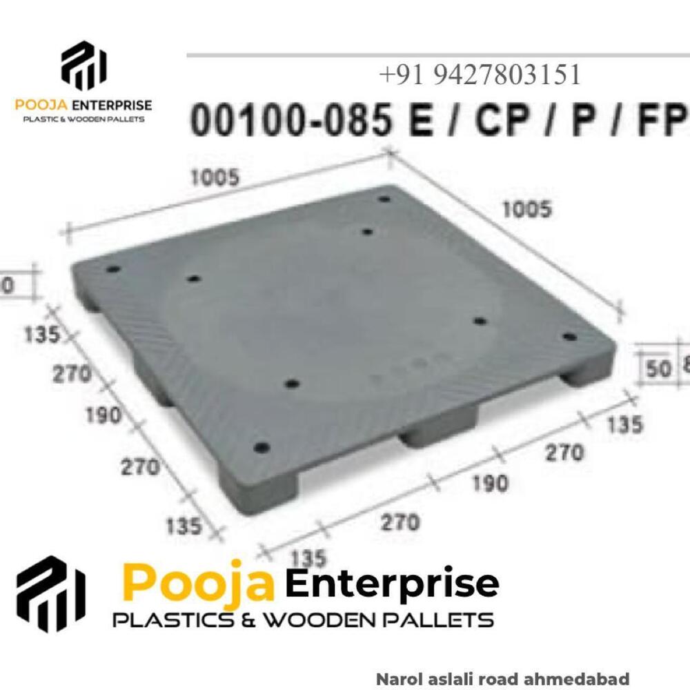 ब्लैक इंडस्ट्रियल प्लेन टॉप प्लास्टिक पैलेट