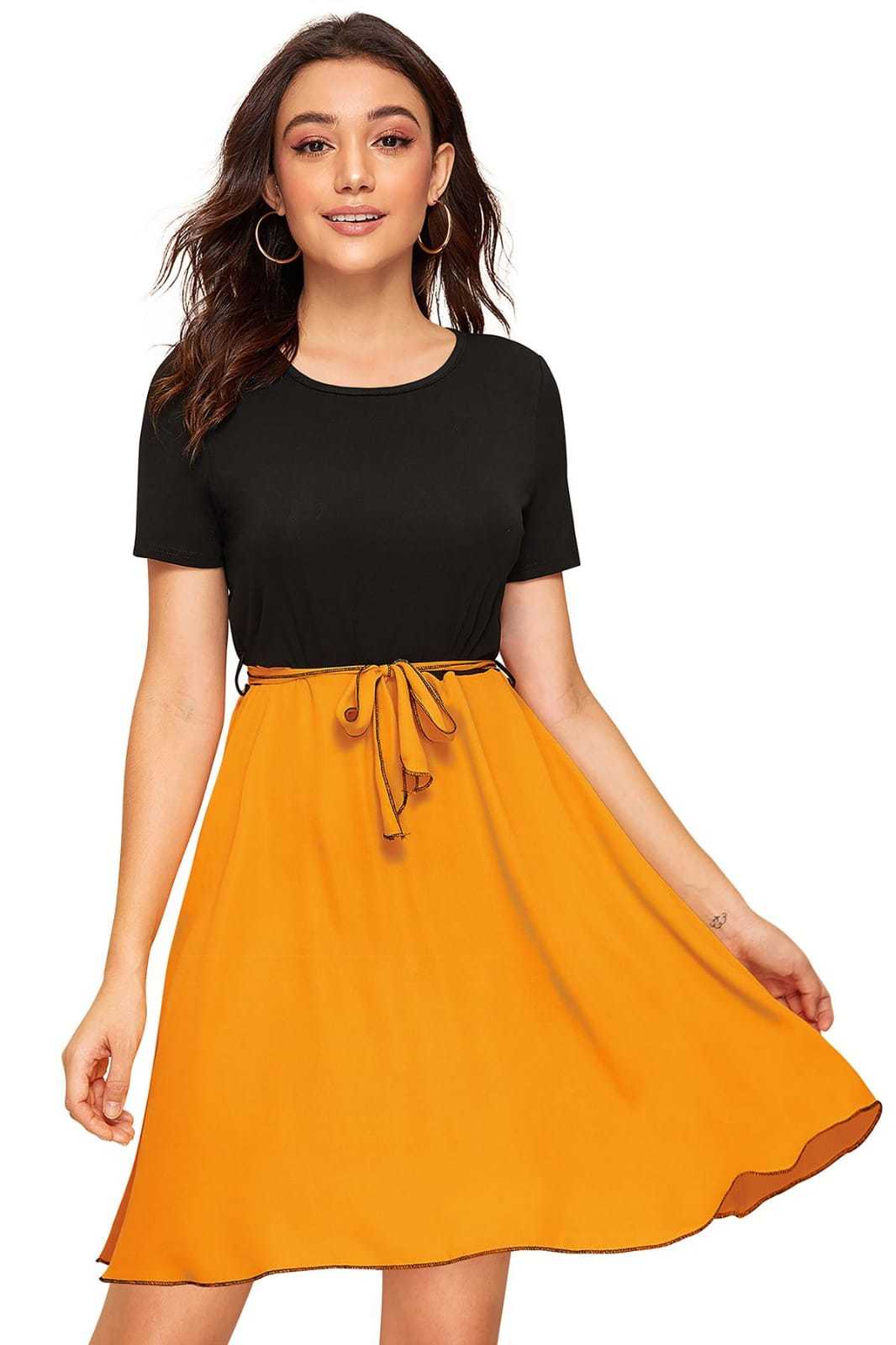 Norzy Paris Ladies Fancy Dress - Ajanta Fabric (95% Polyester, 5% Spandex) | Sizes S-xl, Casual Ethnic Style, Short Sleeves, Plain Pattern