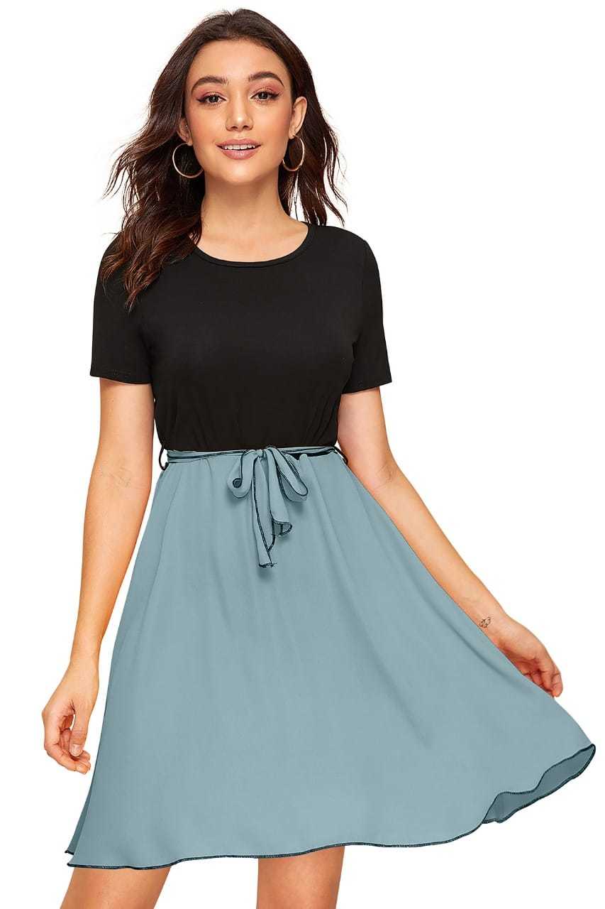 Norzy Paris Ladies Fancy Dress - Ajanta Fabric (95% Polyester, 5% Spandex) | Sizes S-xl, Casual Ethnic Style, Short Sleeves, Plain Pattern