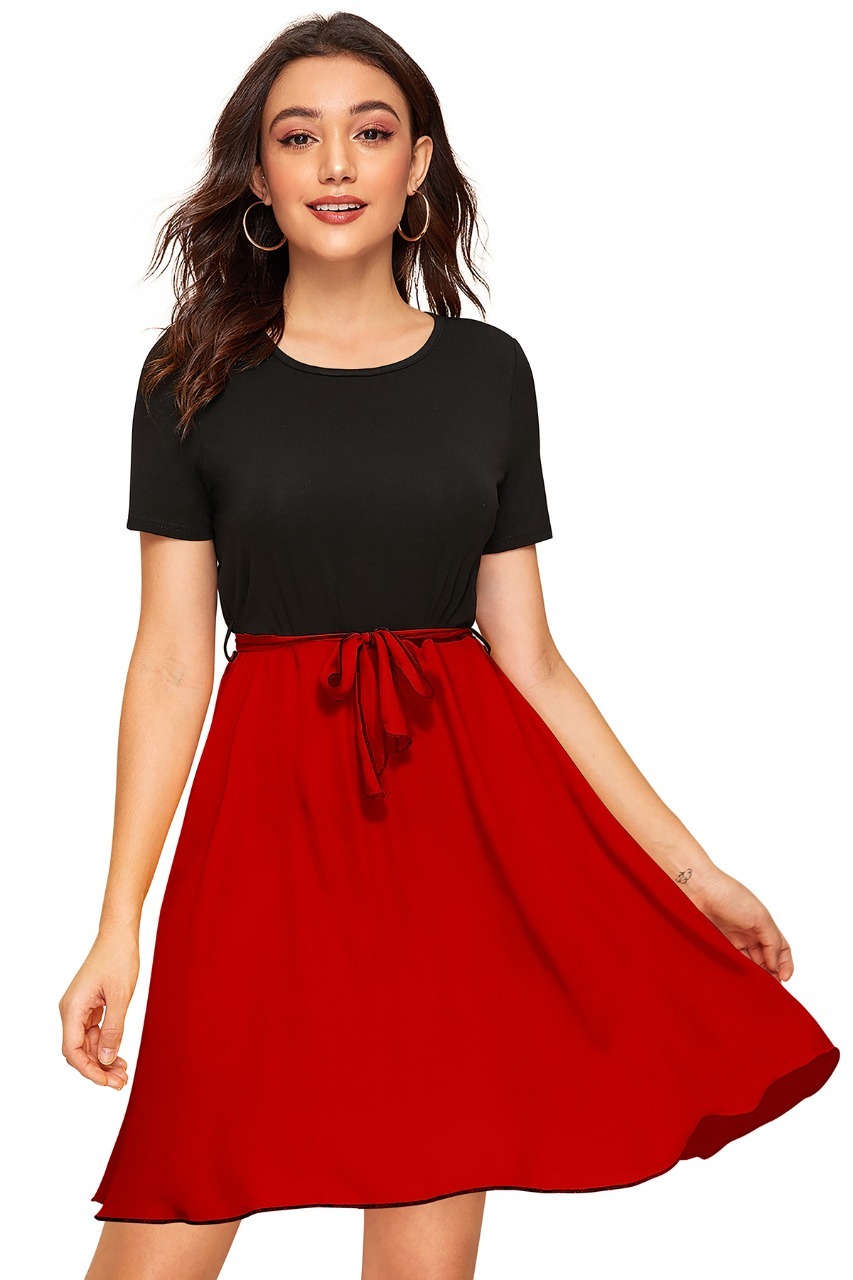 Norzy Paris Ladies Fancy Dress - Ajanta Fabric (95% Polyester, 5% Spandex) | Sizes S-xl, Casual Ethnic Style, Short Sleeves, Plain Pattern