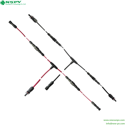 Black 2 To 1 Solar T Branch Customized With Tuv Inline Fuse Connector