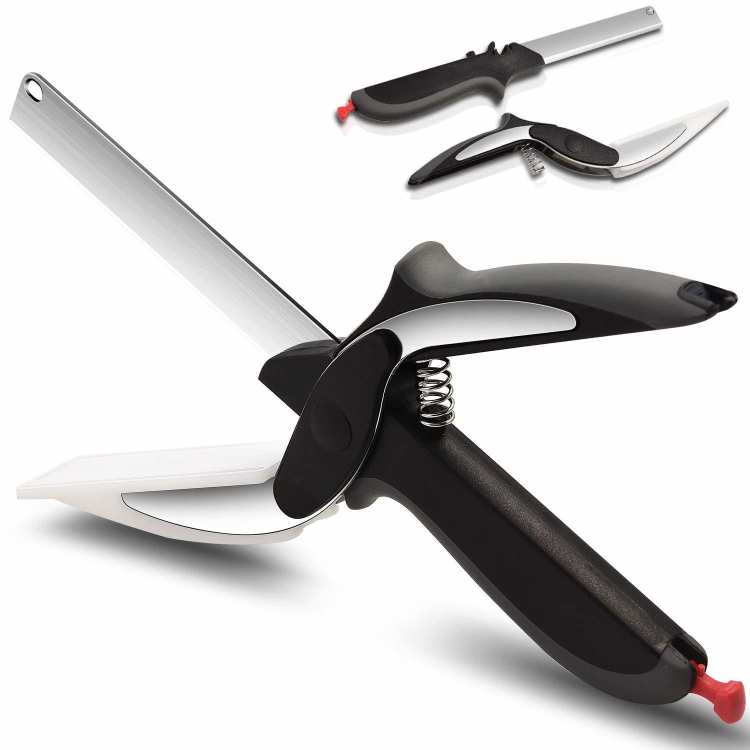 2 In 1 Clever Cutter - Pp Plastic, Black Silver Color | Versatile Kitchen Tool For Effortless Cutting And Slicing