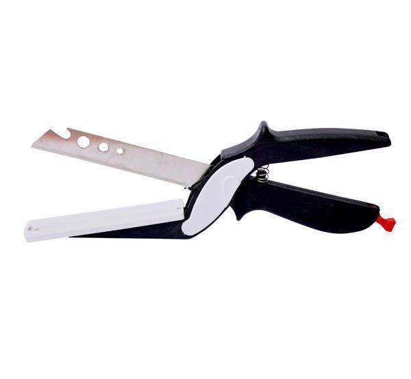 2 In 1 Clever Cutter - Pp Plastic, Black Silver Color | Versatile Kitchen Tool For Effortless Cutting And Slicing