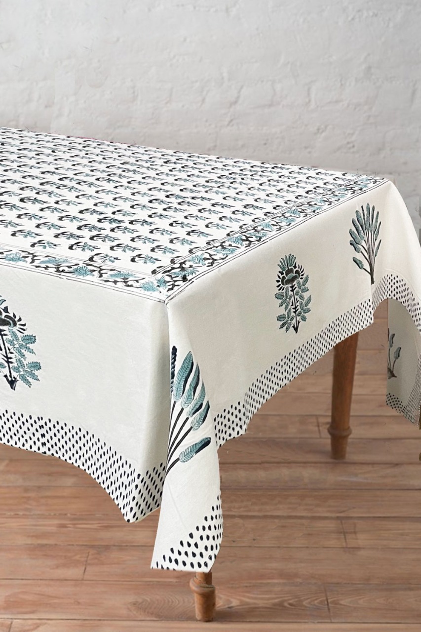 Hand Block Printed Cotton Table Cover - 60x90 Inches & 60x108 Inches | Multicolor, Handmade For Parties, Weddings, Banquets, Outdoor Use