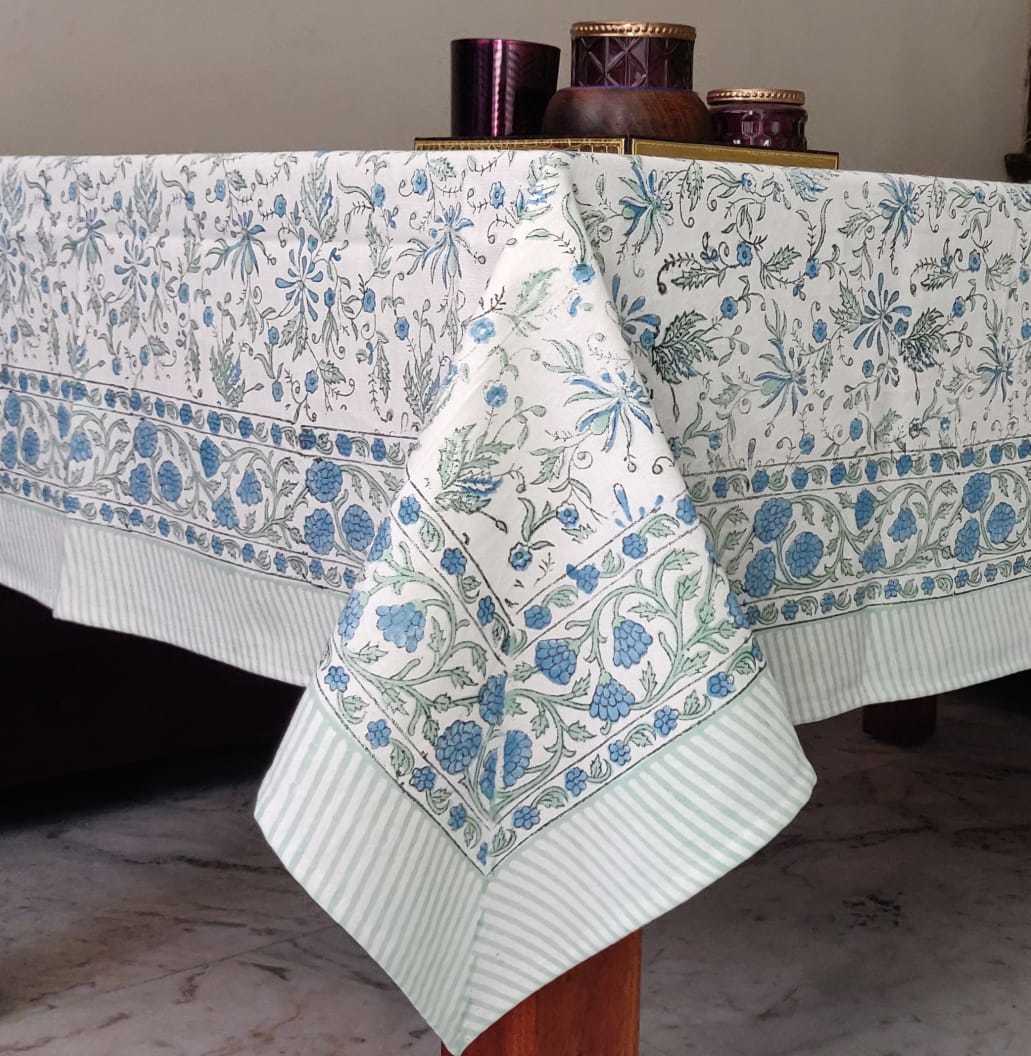 Hand Block Printed Cotton Table Cover - 60x90 Or 60x108 Inches | Multicolor, 1 Kg Weight, Ideal For Home, Hotel, Outdoor Events, Weddings, And Parties