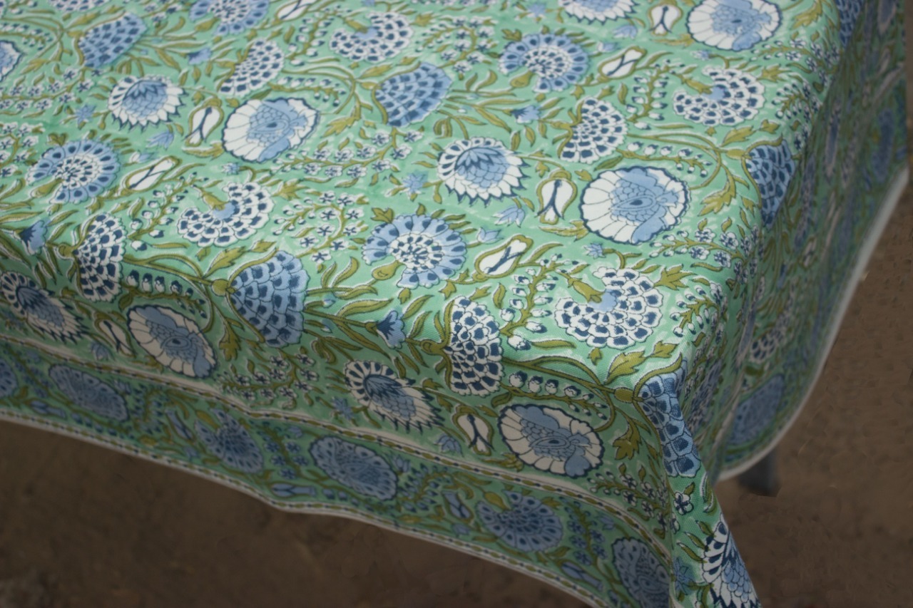 Hand Block Printed Cotton Table Cover - 60x90 Or 60x108 Inches | Multicolor, 1 Kg Weight, Ideal For Home, Hotel, Outdoor Events, Weddings, And Parties