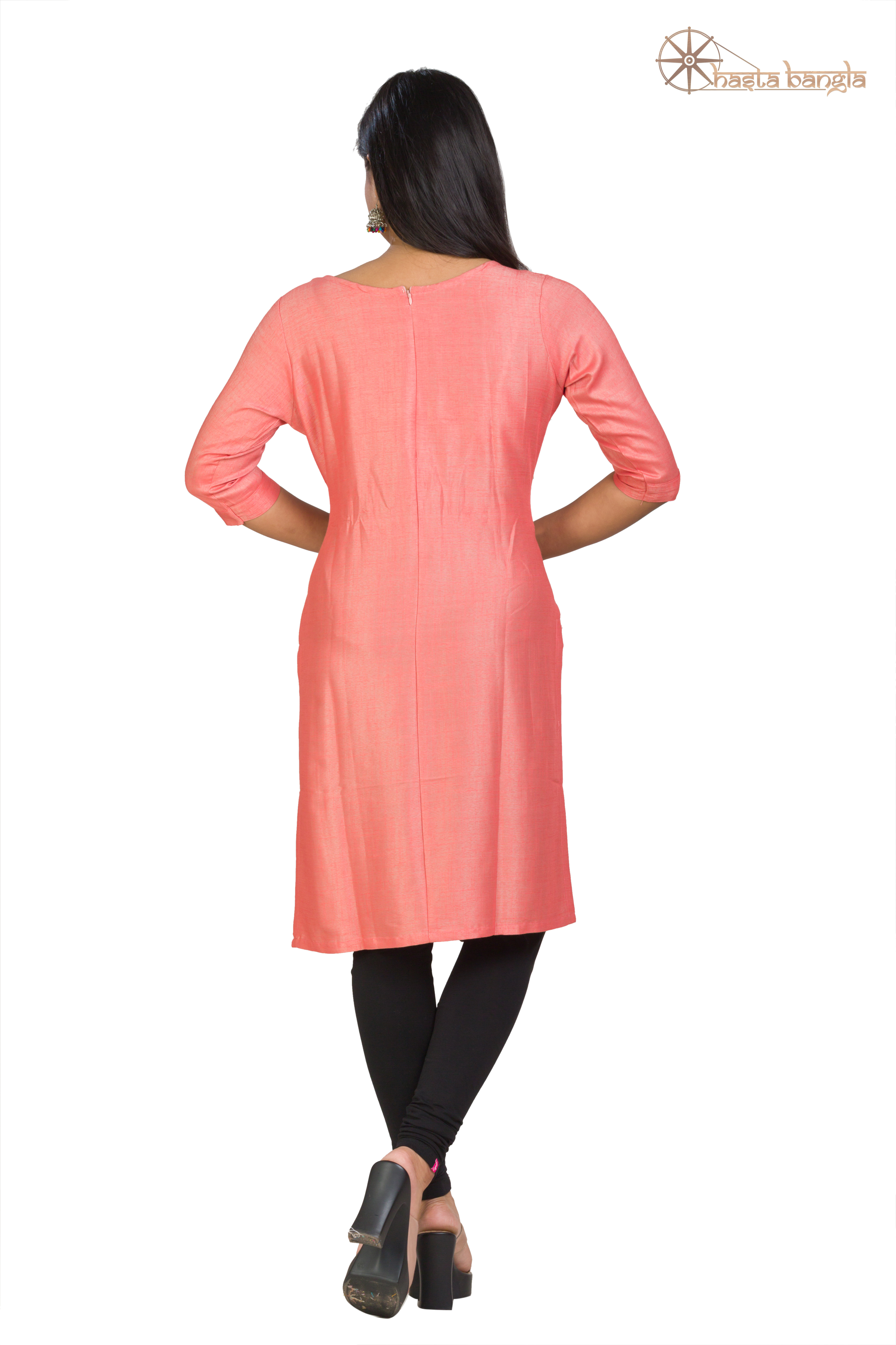 Cotton Kurti Top - Zardosi Hand Embroidery , Customized Sizes Available In Pink For Every Season