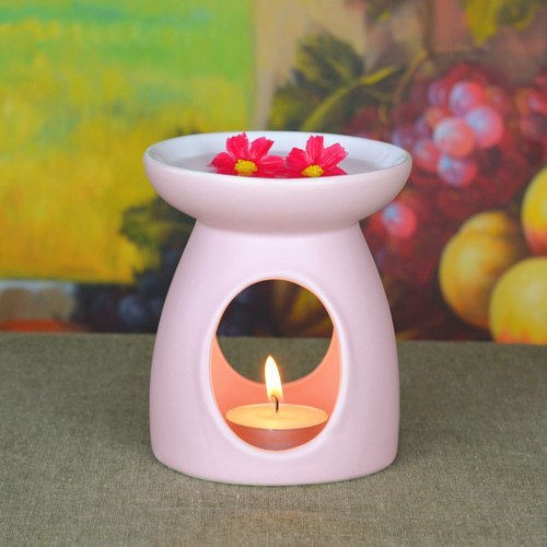 Christmas Candle Holder - Ceramic, Oval Cut-out Design, Matte Finish | Minimalistic Style, Decorative Ambient Lighting, Handmade