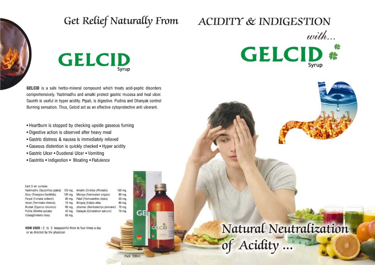 Gelcid Syrup - Herbal Medicine For Adults 200 Ml | Natural Relief From Acid-peptic Disorders, Heartburn, Indigestion, And Bloating