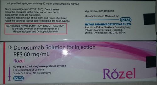 Denosumab Solution For Injection - 60mg/ml Liquid | For Osteoporosis Treatment in Postmenopausal Women & Men, Bone Mass Increase in Cancer Therapy