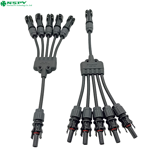 ब्लैक सोलर पैरेलल कनेक्टर्स 5 टू 1 सोलर पैनल वाई कनेक्टर सोलर वायर हार्नेस
