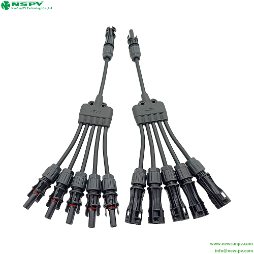 Black Solar Parallel Connectors 5 To 1 Solar Panel Y Connector Solar Wire Harness