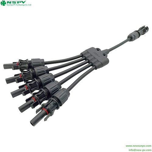 Black Solar Parallel Connectors 5 To 1 Solar Panel Y Connector Solar Wire Harness