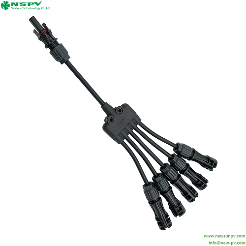 Black Solar Parallel Connectors 5 To 1 Solar Panel Y Connector Solar Wire Harness