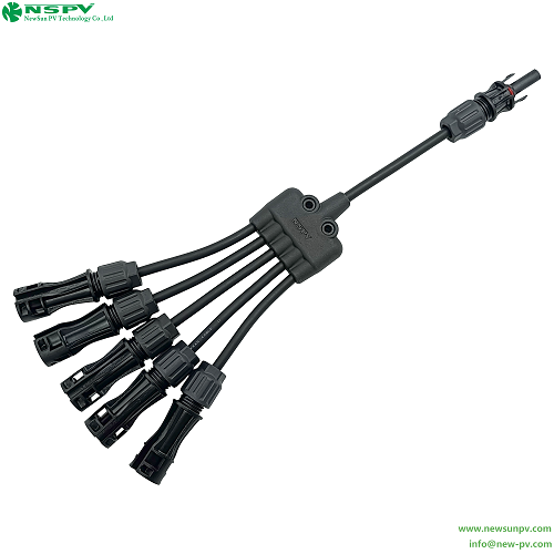 Black Solar Parallel Connectors 5 To 1 Solar Panel Y Connector Solar Wire Harness